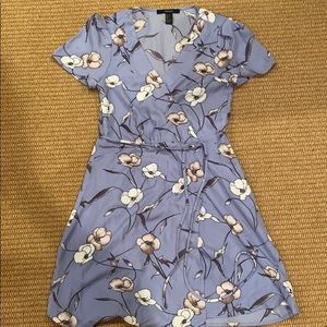 Lavender wrap dress short sleeve mini floral